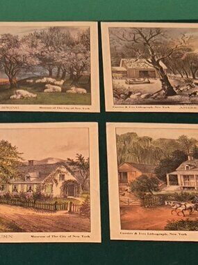 Currier and Ives Lithographs "American Homestead" Four Seasons Series set of 4